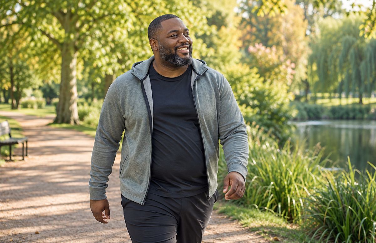 Adult enjoying a walk outdoors